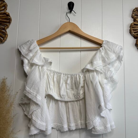 Free People top cropped reversible ruffled babydoll cotton XS boho - Picture 5 of 7
